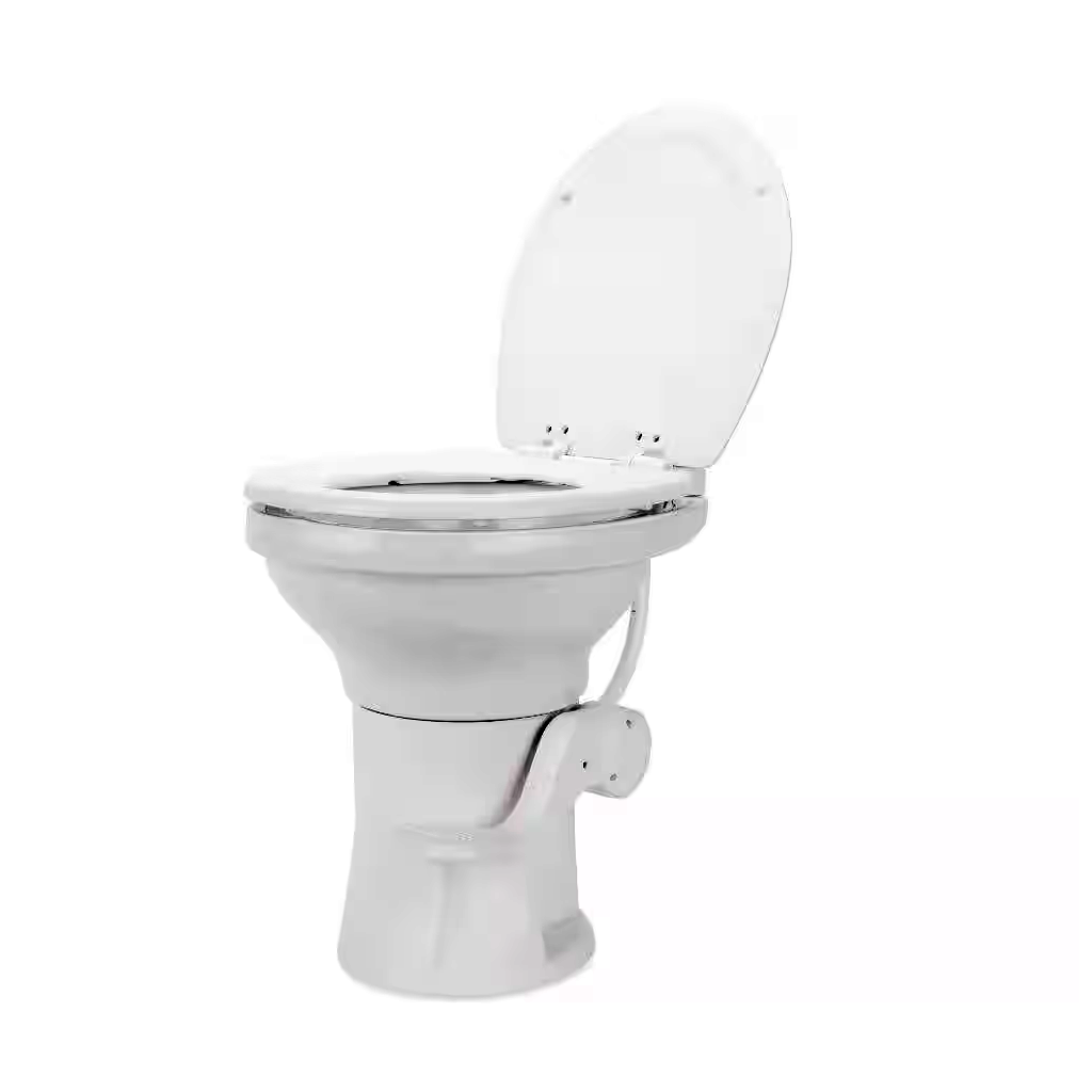 Camco Premium Ceramic RV Toilet – Full-Size Ergonomic Design with Gravity Flush – White – 41710