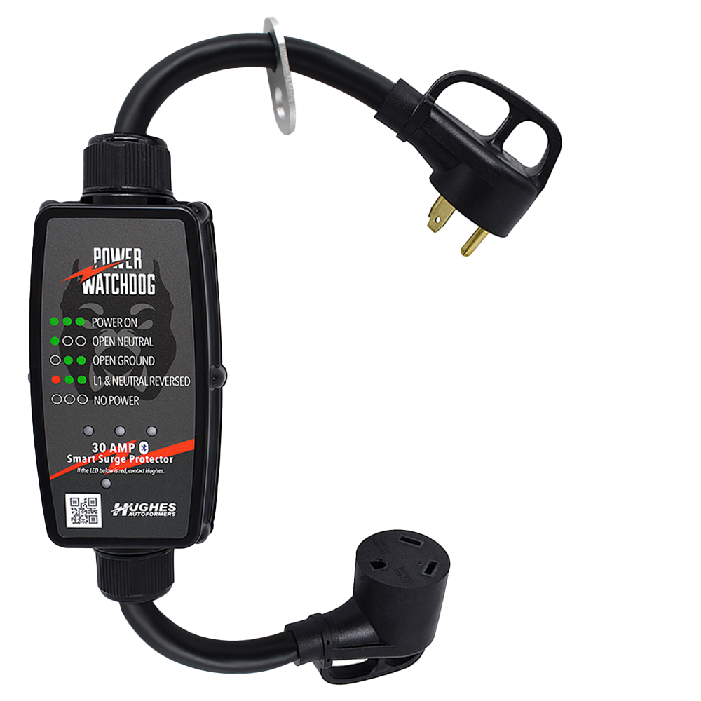 Hughes Power Watchdog – 30 Amp Smart RV Surge Protector – Gen I – 3,000 Joules – Bluetooth Monitoring - PWD30